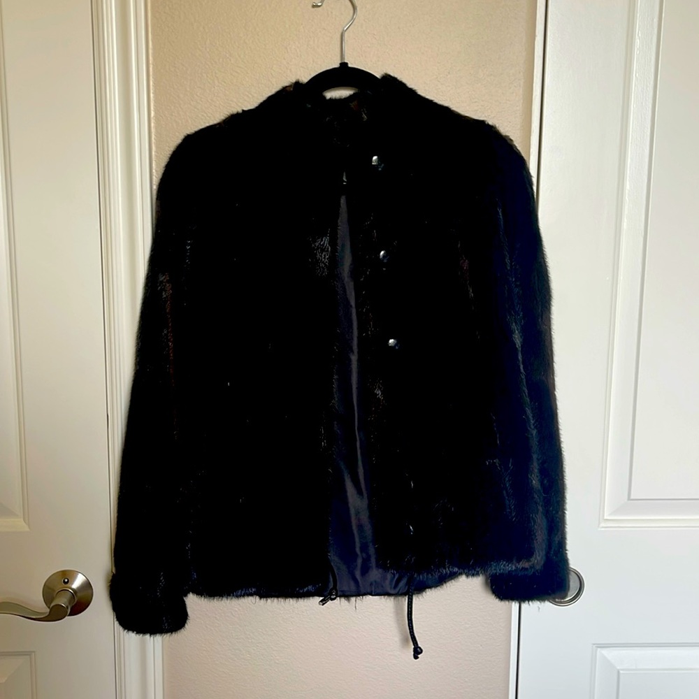 Black mink bomber jacket
